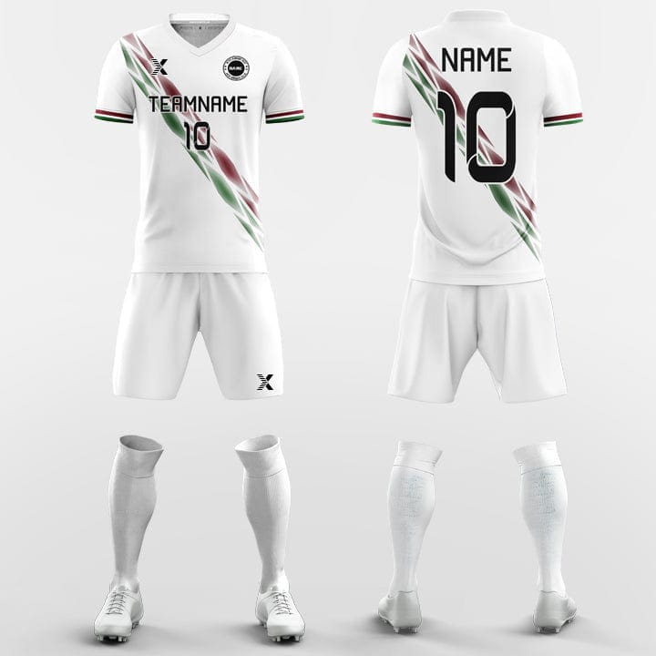 XTeamwear Soccer Uniforms Cool Ribbon - Custom Soccer Jerseys Kit White Design