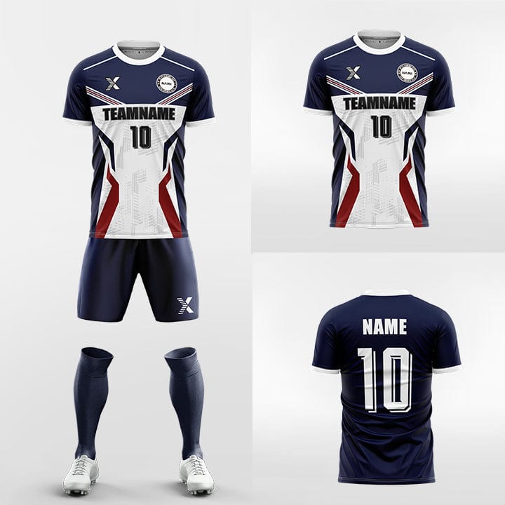 XTeamwear Soccer Uniforms Custom Soccer Kit – Fractured Stripe Design (Jersey, Shorts & Socks)