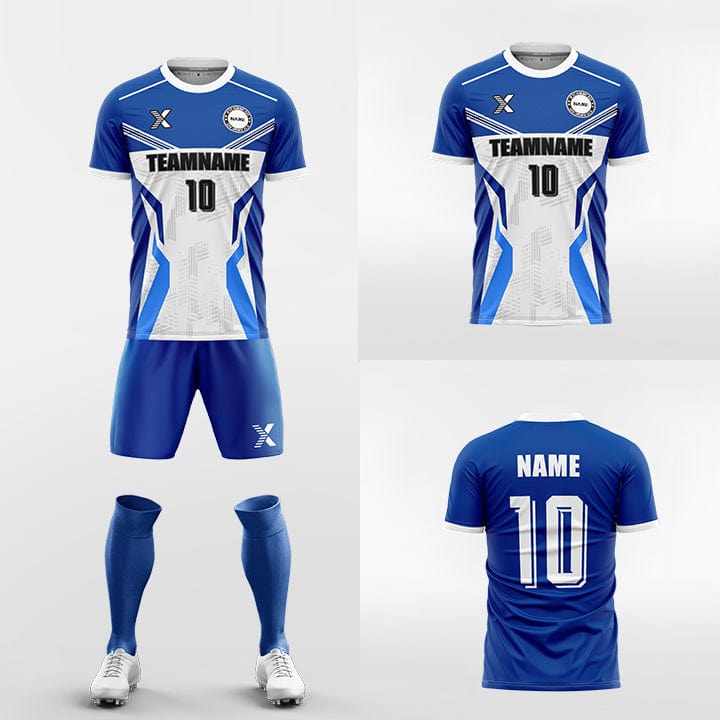 XTeamwear Soccer Uniforms Custom Soccer Kit – Fractured Stripe Design (Jersey, Shorts & Socks)