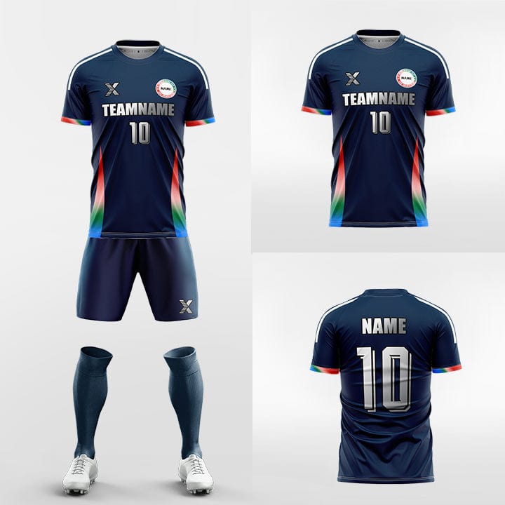 XTeamwear Soccer Uniforms Custom Soccer Kit – Gradient Stripe Jersey with Shorts & Socks