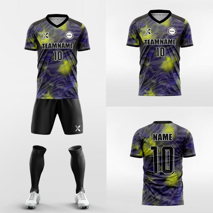 XTeamwear Soccer Uniforms Custom Soccer Kit – Smoky Camouflage Pattern & V-Neck (Jersey, Shorts & Socks)