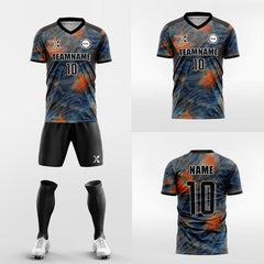 XTeamwear Soccer Uniforms Custom Soccer Kit – Smoky Camouflage Pattern & V-Neck (Jersey, Shorts & Socks)