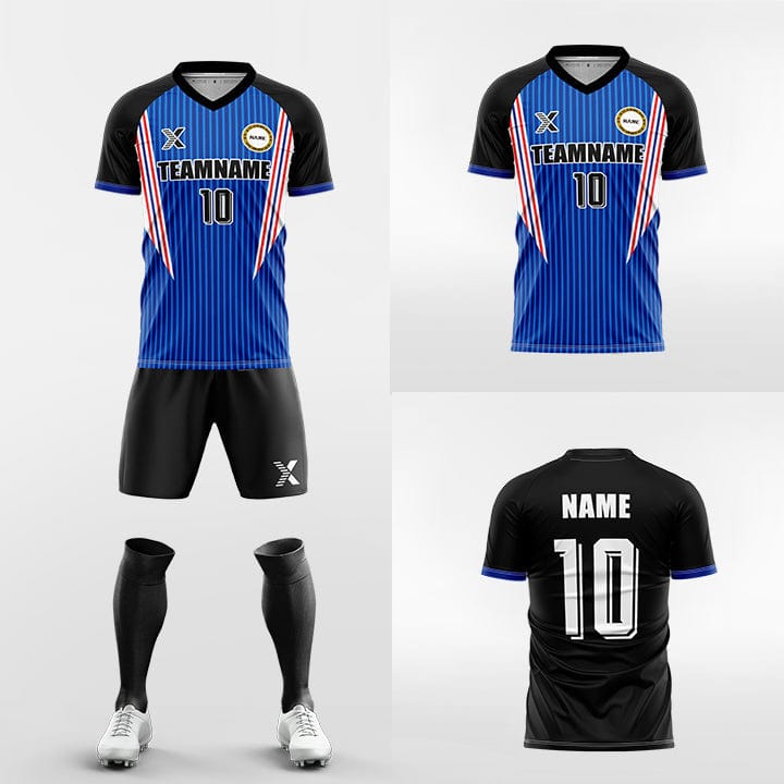 XTeamwear Soccer Uniforms Custom Soccer Kit – Vertical Gradient Stripe Jersey with Shorts & Socks