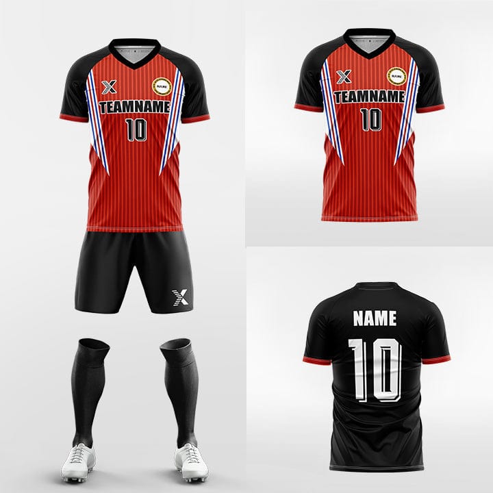 XTeamwear Soccer Uniforms Custom Soccer Kit – Vertical Gradient Stripe Jersey with Shorts & Socks