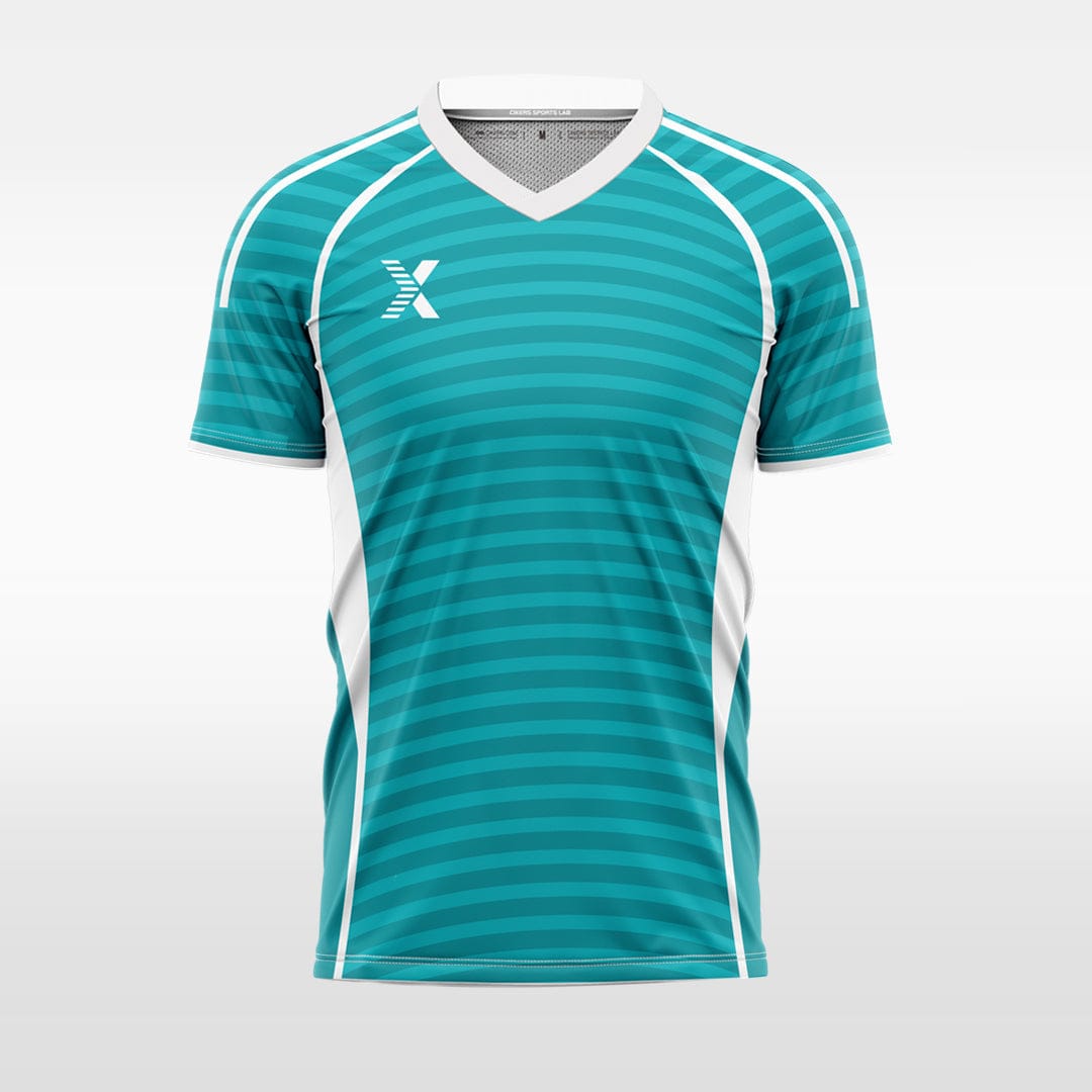 XTeamwear Soccer Uniforms cyan / S Arrange horizontal lines - Custom Soccer Jerseys Kit Sublimated for Team
