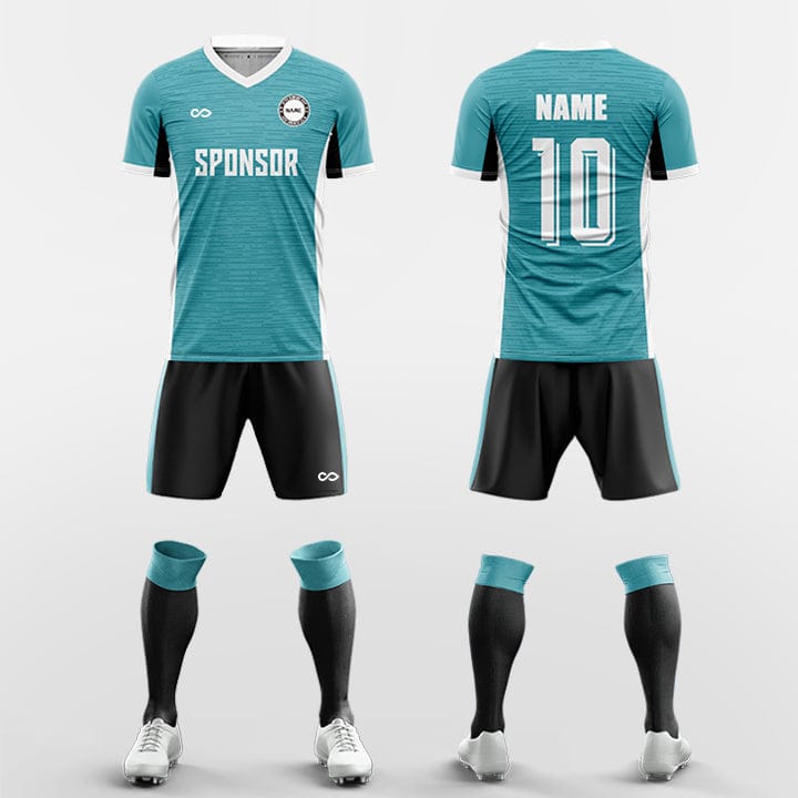 XTeamwear Soccer Uniforms cyan / S Dynamic horizontal stripes - Custom Soccer Jerseys Kit Sublimated for Team