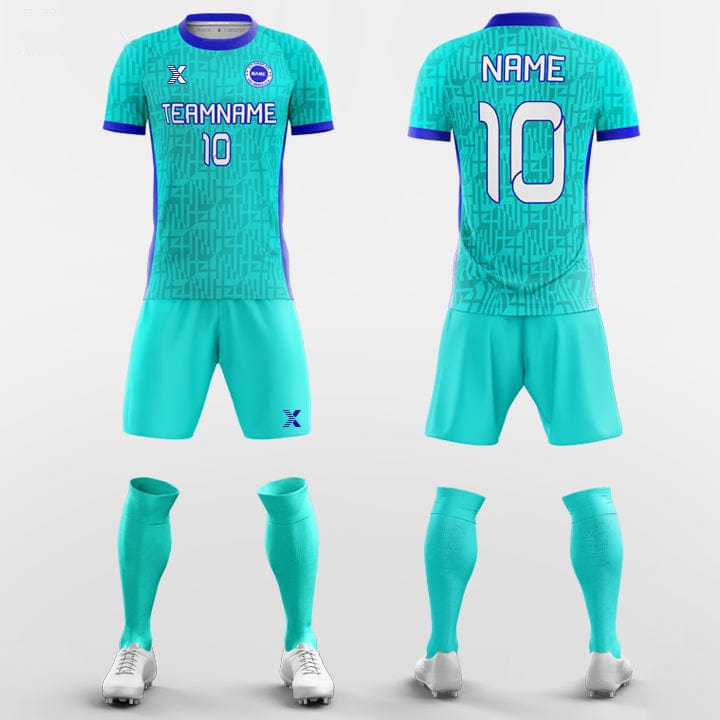 XTeamwear Soccer Uniforms Cyan / S Screen Print - Custom Soccer Jerseys Kit Sublimation for League