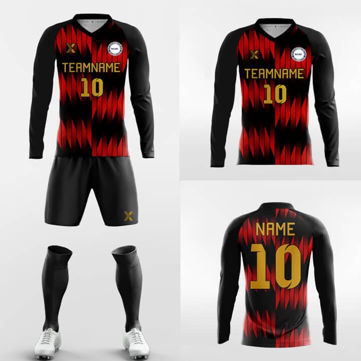 XTeamwear Soccer Uniforms Fire - Custom Club Soccer Uniforms Long Sleeve Sublimated