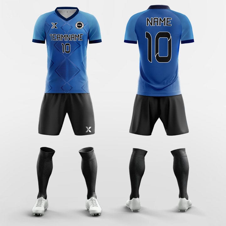 XTeamwear Soccer Uniforms Graphic Blue - Custom Soccer Jerseys Kit Sublimated for Youth