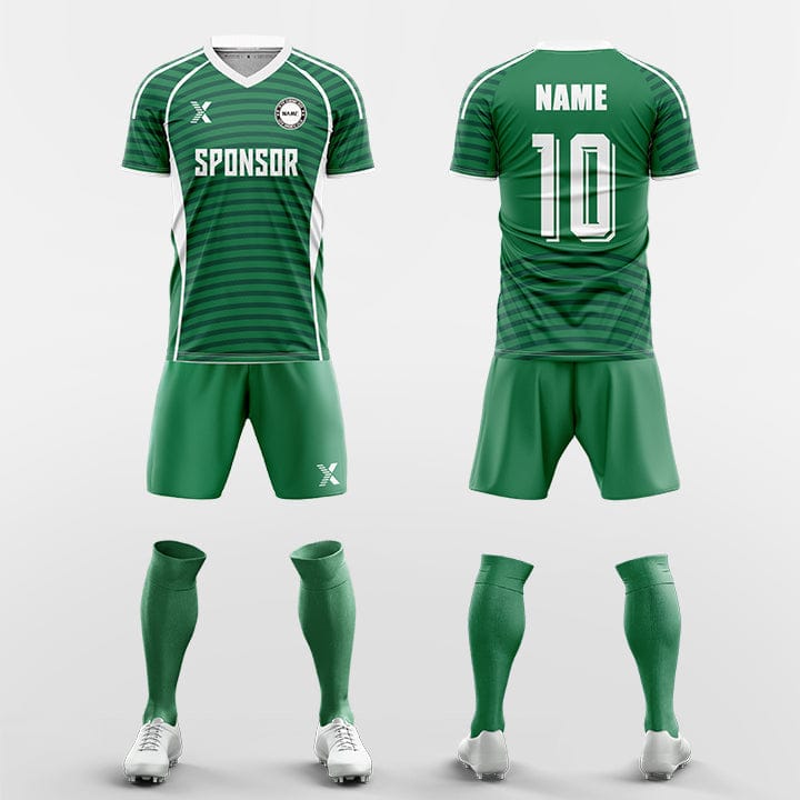 XTeamwear Soccer Uniforms green / S Arrange horizontal lines - Custom Soccer Jerseys Kit Sublimated for Team