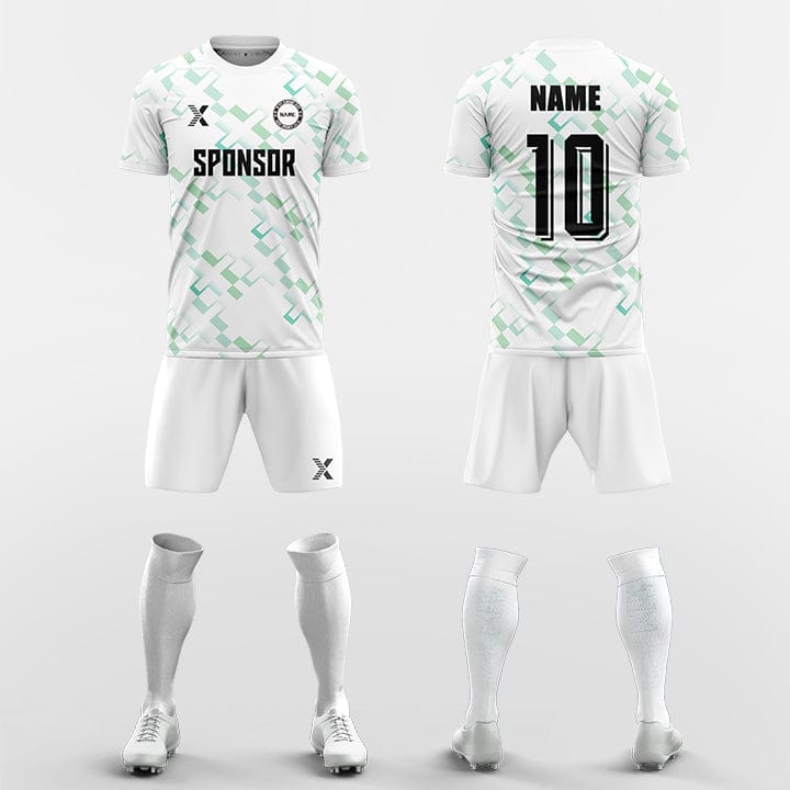XTeamwear Soccer Uniforms green / S Cross Square Pattern  - Custom Soccer Jerseys Kit Sublimated for Team