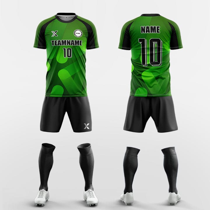 XTeamwear Soccer Uniforms green / S Custom Soccer Kit – Irregular Geometric Pattern & Modern Fit (Jersey, Shorts & Socks)