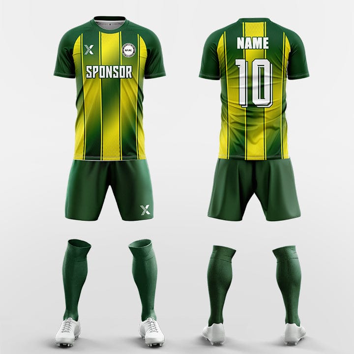 XTeamwear Soccer Uniforms green / S Gradient three vertical lines - Custom Soccer Jerseys Kit Sublimated for Team