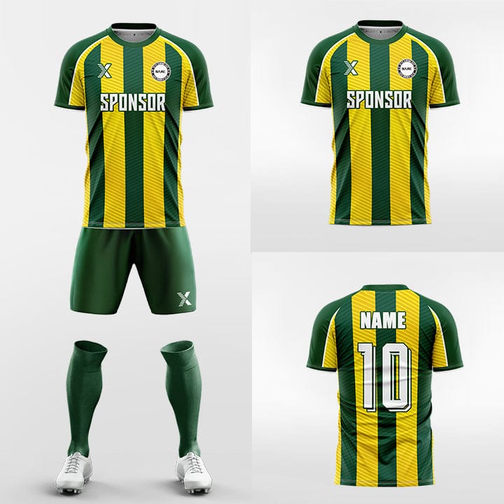 XTeamwear Soccer Uniforms green / S Twill tricolor stripe - Custom Soccer Jerseys Kit Sublimated for Team