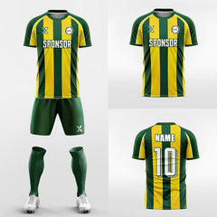 XTeamwear Soccer Uniforms green / S Twill tricolor stripe - Custom Soccer Jerseys Kit Sublimated for Team