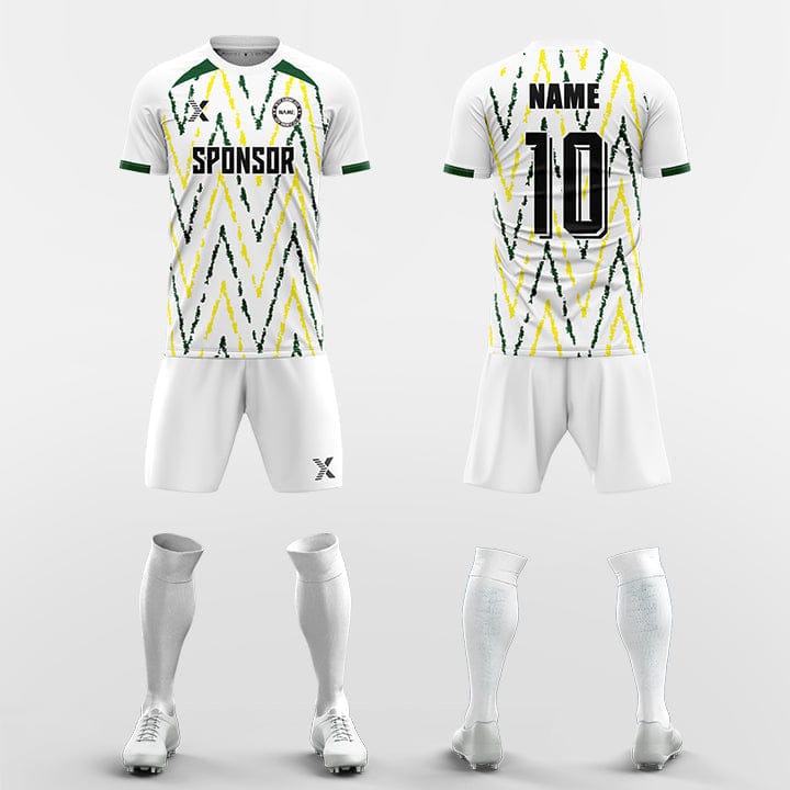 XTeamwear Soccer Uniforms green / S Wavy dashed line - Custom Soccer Jerseys Kit Sublimated for Team