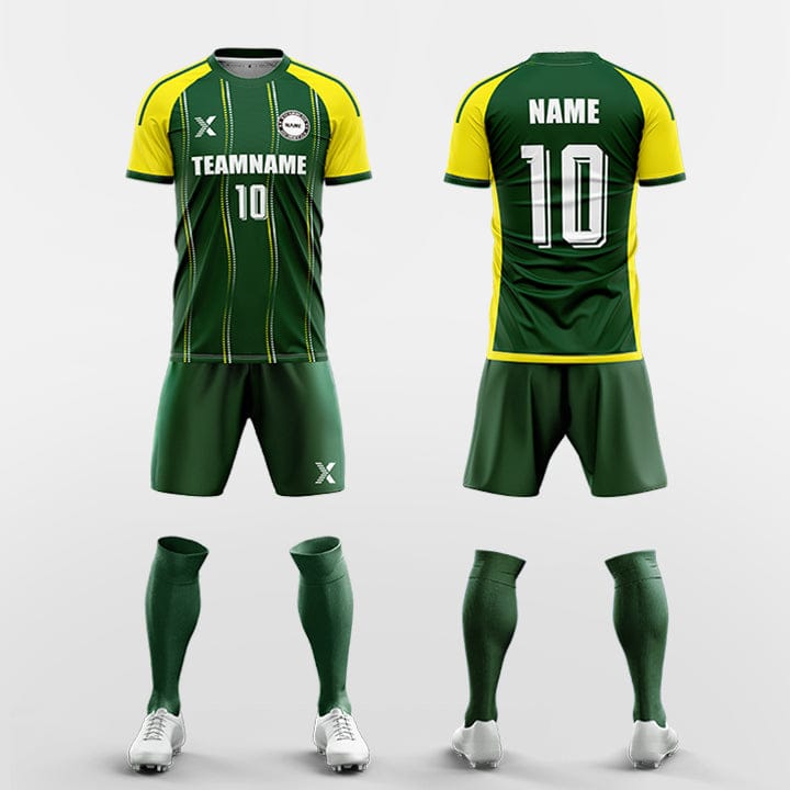 XTeamwear Soccer Uniforms green / S wavy water droplet lines - Custom Soccer Jerseys Kit Sublimated for Team