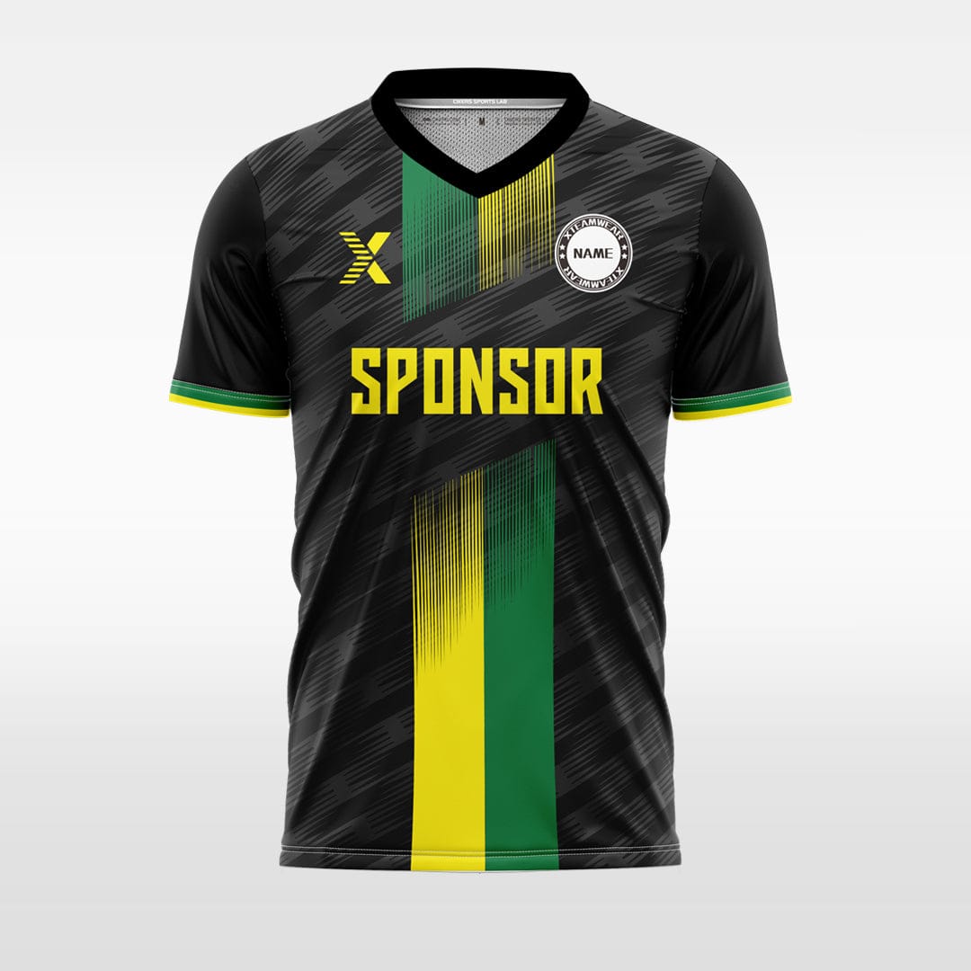 XTeamwear Soccer Uniforms green-yellow / S Two-color centered vertical color - Custom Design Soccer Jersey for Men Sublimation