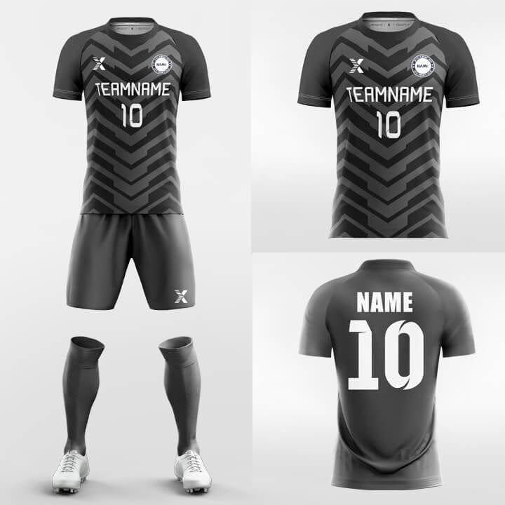 XTeamwear Soccer Uniforms Grey Wave - Custom Soccer Jerseys Kit Sublimated Design