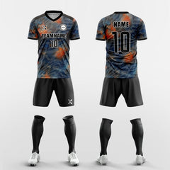 XTeamwear Soccer Uniforms orange / S Custom Soccer Kit – Smoky Camouflage Pattern & V-Neck (Jersey, Shorts & Socks)