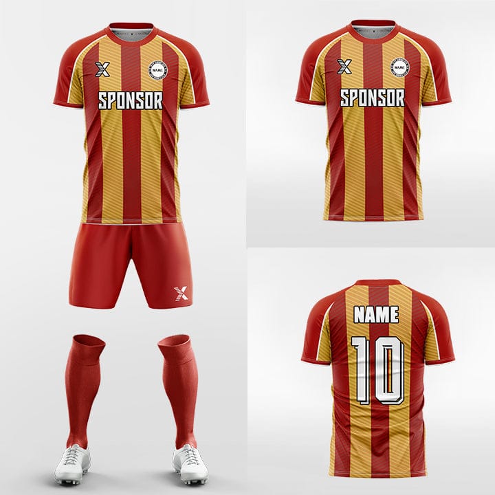XTeamwear Soccer Uniforms orange / S Twill tricolor stripe - Custom Soccer Jerseys Kit Sublimated for Team