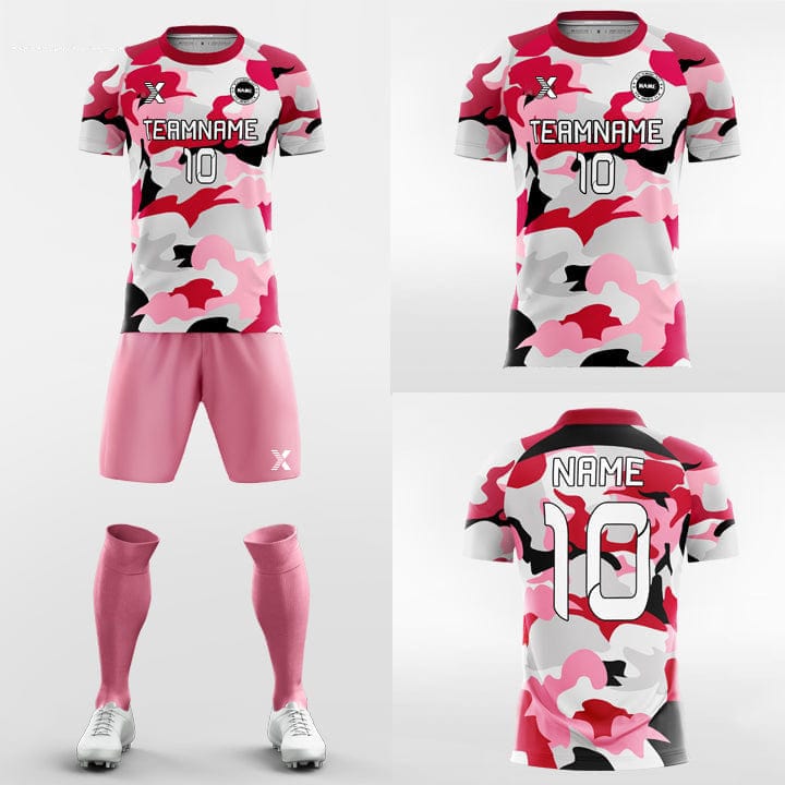XTeamwear Soccer Uniforms Pink Camouflage - Custom Soccer Jerseys Kit Sublimated Design