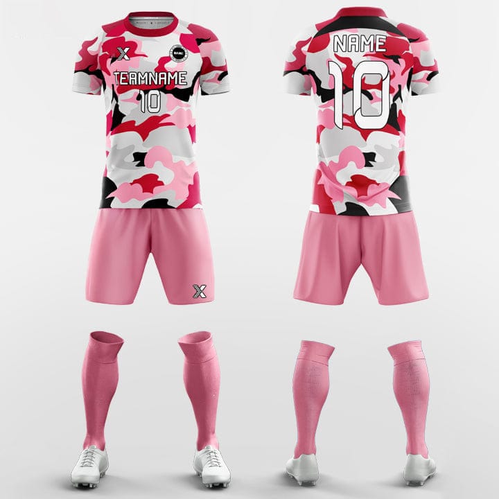 XTeamwear Soccer Uniforms Pink Camouflage - Custom Soccer Jerseys Kit Sublimated Design