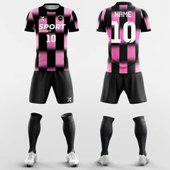 XTeamwear Soccer Uniforms Pink Check-Custom Soccer Jerseys Kit Sublimated Design