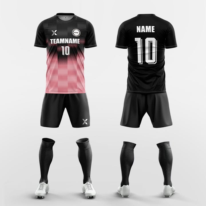 XTeamwear Soccer Uniforms pink / S Custom Soccer Kit – Dynamic Striped Pattern (Jersey, Shorts & Socks)