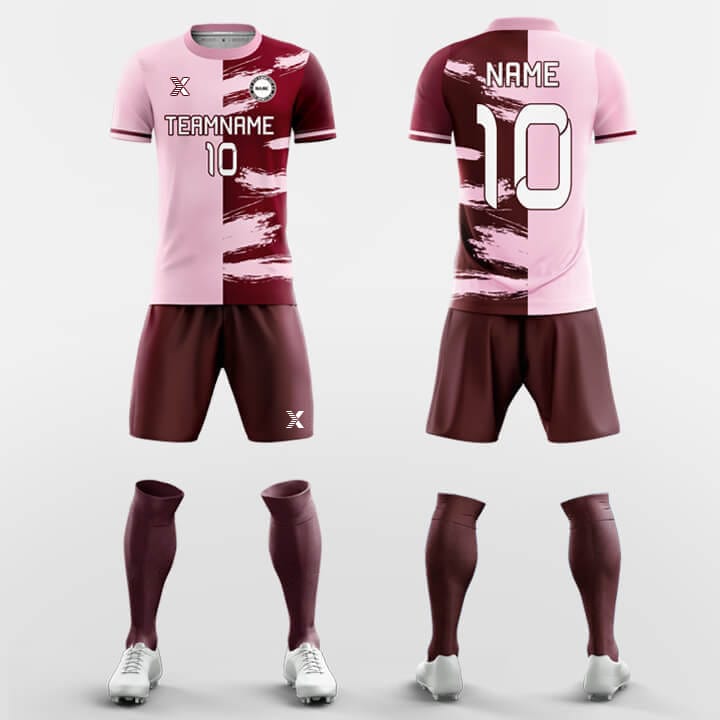 XTeamwear Soccer Uniforms Pink / S Half Splicing - Custom Soccer Jerseys Kit Sublimated for Team FT260307S