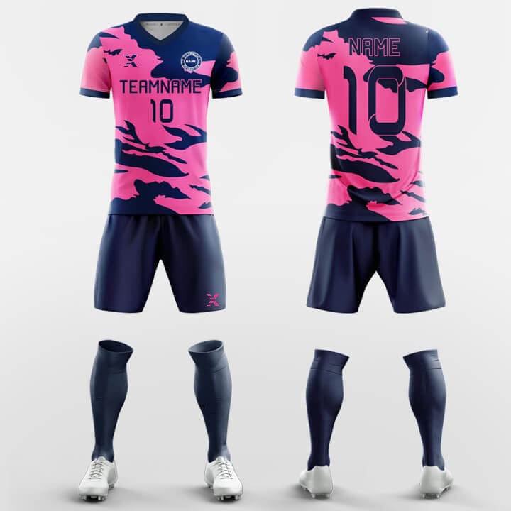 XTeamwear Soccer Uniforms Pink / S Pink Green Camouflage - Custom Soccer Jerseys Kit Sublimated Design