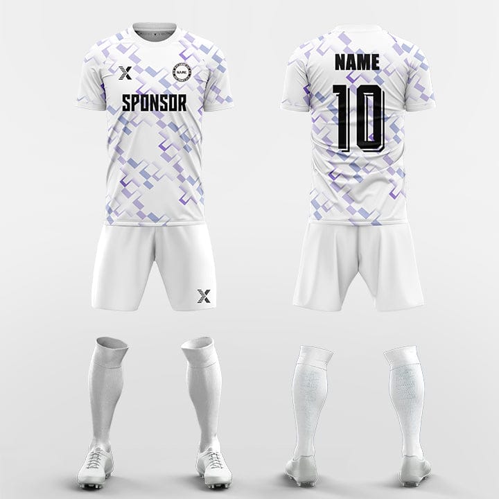 XTeamwear Soccer Uniforms purple / S Cross Square Pattern  - Custom Soccer Jerseys Kit Sublimated for Team