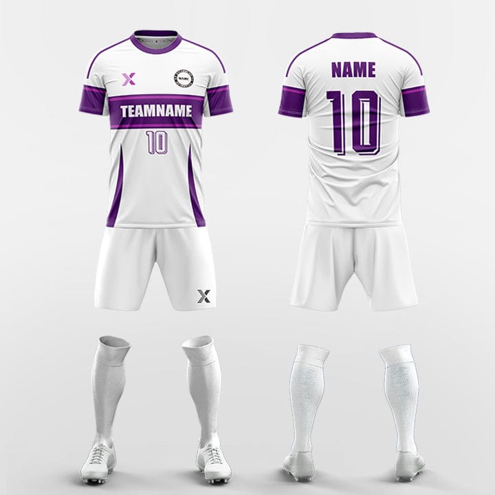 XTeamwear Soccer Uniforms Purple / S Double horizontal stripes - Custom Soccer Jerseys Kit Sublimated for Team