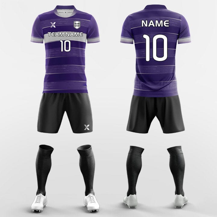 XTeamwear Soccer Uniforms Purple / S Stripe - Custom Soccer Jerseys Kit Sublimated for Youth