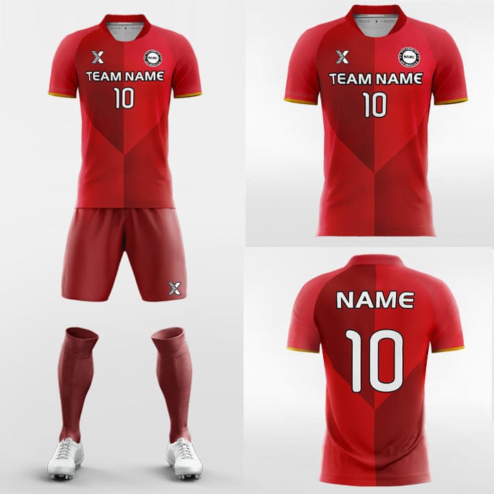 XTeamwear Soccer Uniforms Red Block - Custom Soccer Jerseys Kit Sublimated for University