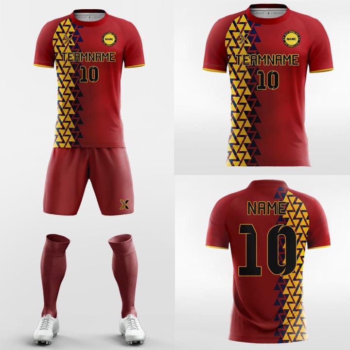 XTeamwear Soccer Uniforms Red Geometry-Custom Soccer Jerseys Kit Sublimated Design