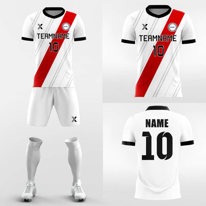 XTeamwear Soccer Uniforms Red Ribbon - Custom Soccer Jerseys Kit Sublimated Design