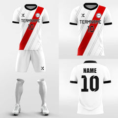 XTeamwear Soccer Uniforms Red Ribbon - Custom Soccer Jerseys Kit Sublimated Design