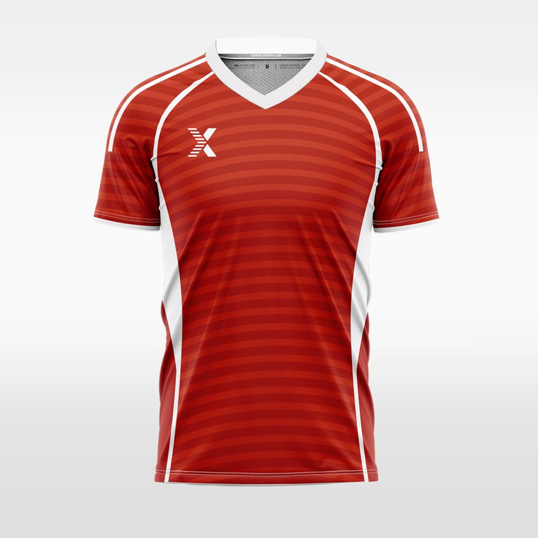 XTeamwear Soccer Uniforms red / S Arrange horizontal lines - Custom Soccer Jerseys Kit Sublimated for Team