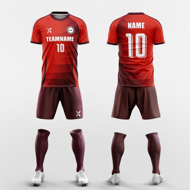 XTeamwear Soccer Uniforms Red / S diagonal gradient pattern - Custom Soccer Jerseys Kit Sublimated for Team