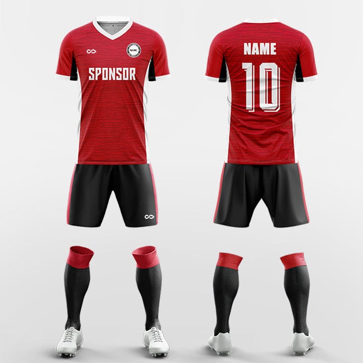 XTeamwear Soccer Uniforms red / S Dynamic horizontal stripes - Custom Soccer Jerseys Kit Sublimated for Team