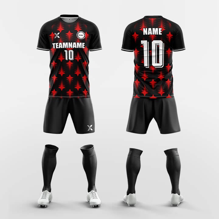 XTeamwear Soccer Uniforms Red / S Four Pointed Star - Custom Soccer Jerseys Kit Sublimated Design