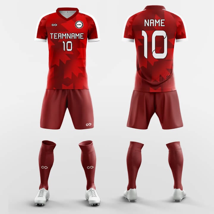 XTeamwear Soccer Uniforms Red / S Maple - Custom Soccer Jerseys Kit Sublimated for Club FT260120S
