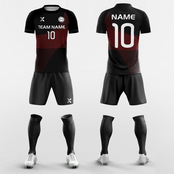 XTeamwear Soccer Uniforms Red / S Moire Pattern - Custom Soccer Jerseys Kit Sublimated for League