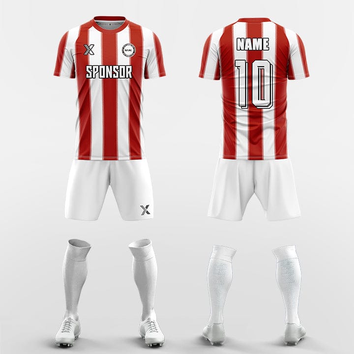 XTeamwear Soccer Uniforms red / S Three-color ribbon- Custom Soccer Jerseys Kit Sublimated for Team