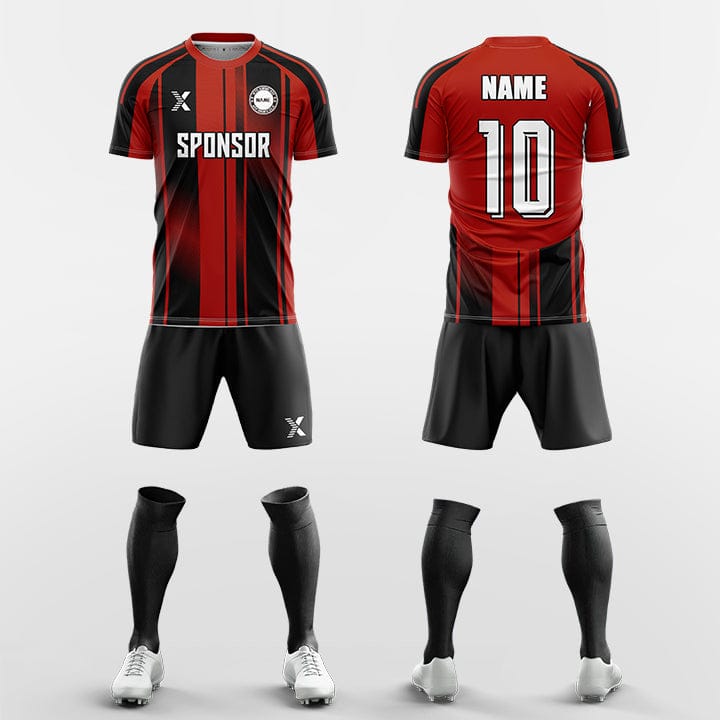 XTeamwear Soccer Uniforms red / S Three lines across the waist - Custom Soccer Jerseys Kit Sublimated for Team