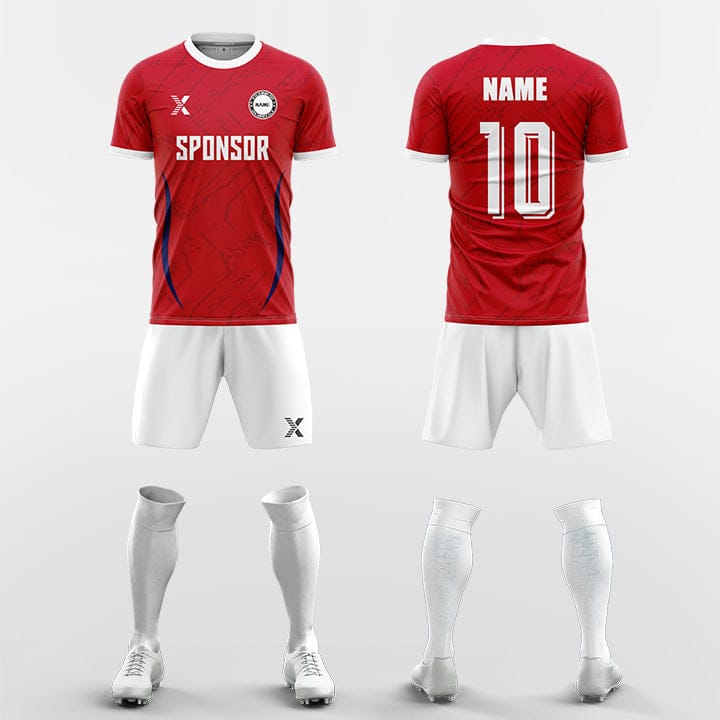 XTeamwear Soccer Uniforms red / S Two crescent-shaped - Custom Soccer Jerseys Kit Sublimated for Team