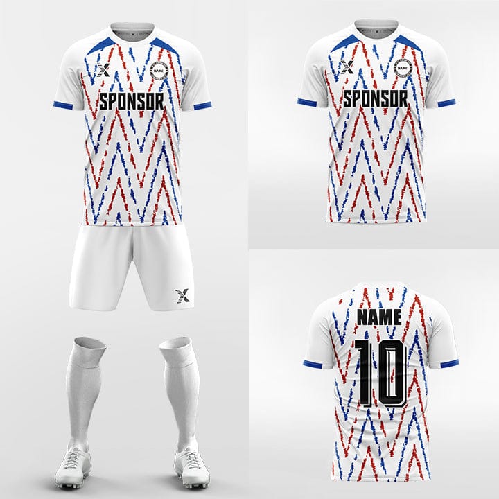 XTeamwear Soccer Uniforms red / S Wavy dashed line - Custom Soccer Jerseys Kit Sublimated for Team