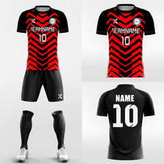 XTeamwear Soccer Uniforms Red Wave - Custom Soccer Jerseys Kit Sublimated Design