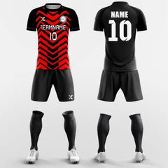 XTeamwear Soccer Uniforms Red Wave - Custom Soccer Jerseys Kit Sublimated Design